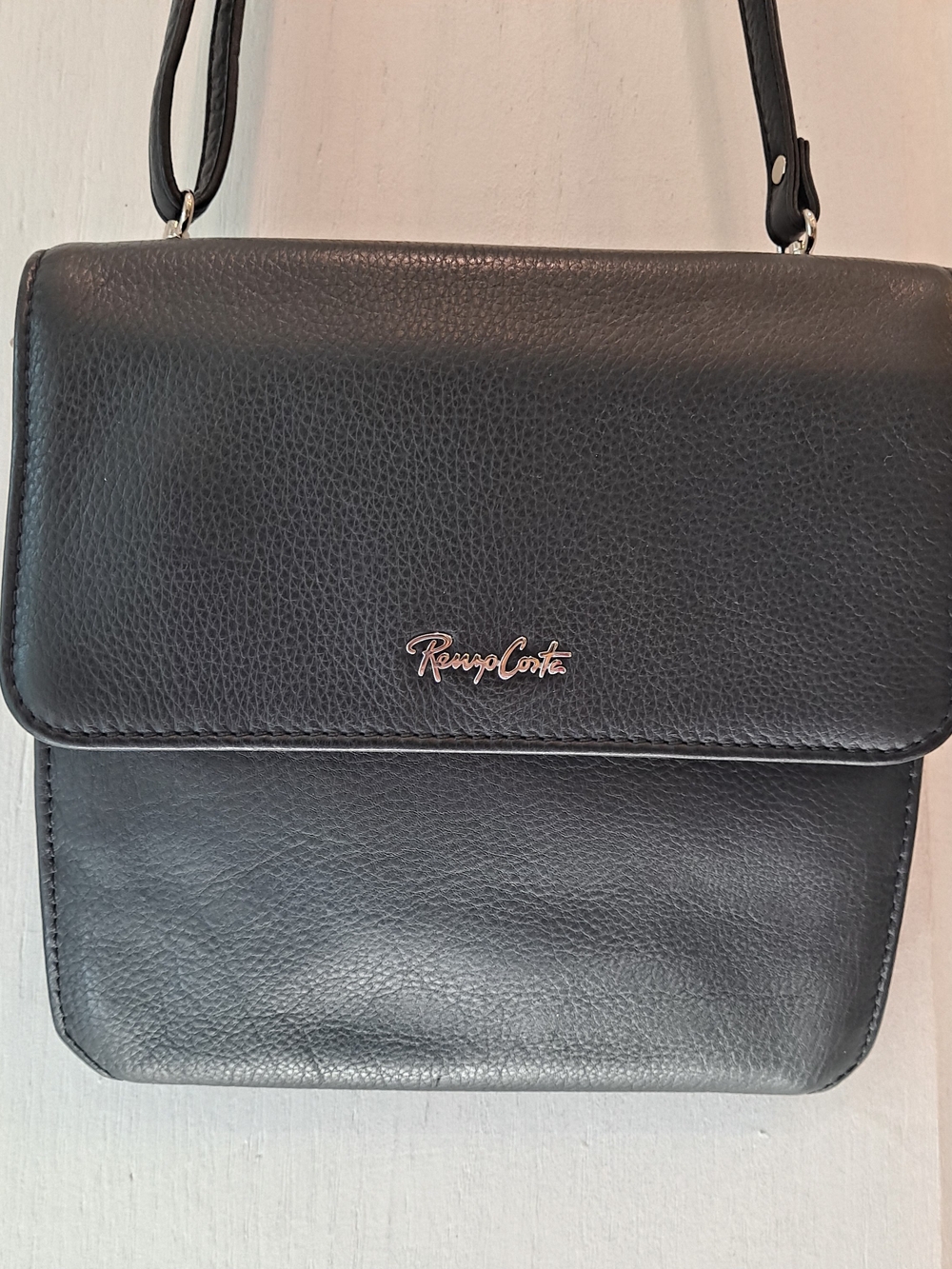 Renzo Costa Peruvian Luxury Black Leather Morral Porta Passporte Crossbody Bag